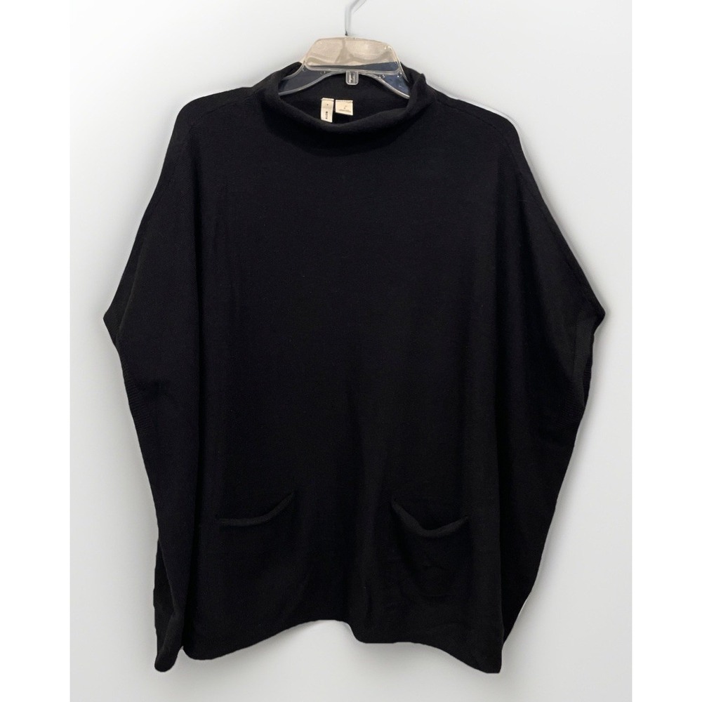 Moth Anthropologie Black Short Sleeve Boxy Oversized Knit Sweater Women's Small